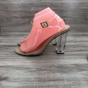 Nasty Gal Heels Women's 8 Let's Be Clear Translucent Strap Sandals Shoes